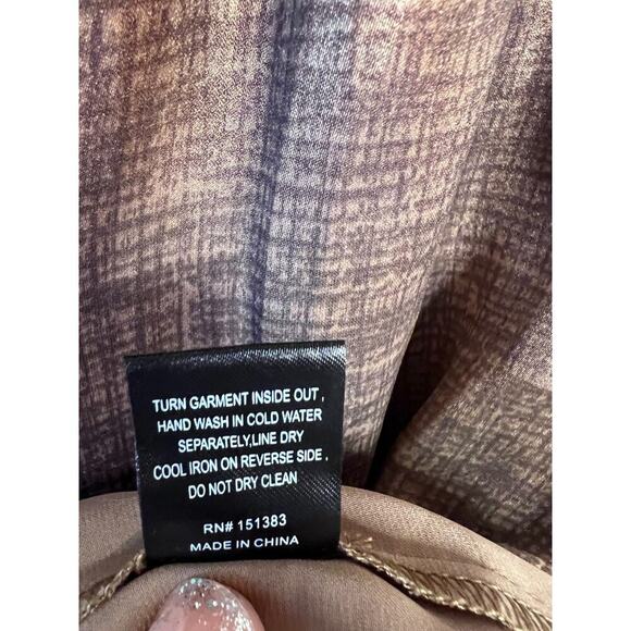 Current Air Top Size MED Brown Gold Long Sleeves Classy Chic - Picture 4 of 6